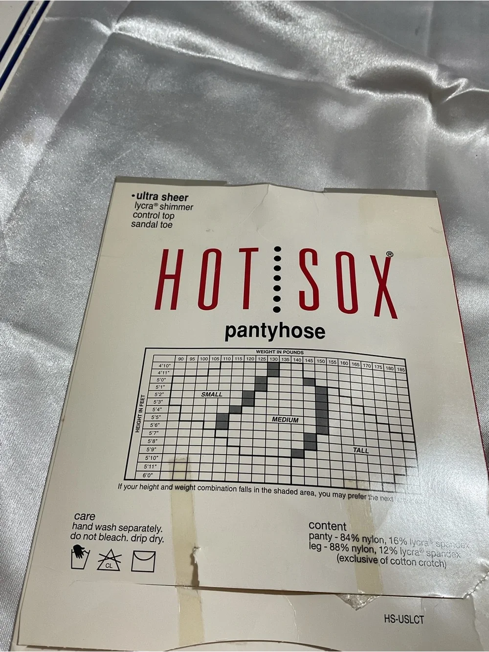 Hot Sox Silver Pantyhose Packaging